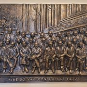 Bonded Marble Hand Sculpted Plaque of "The 1927 Solvay Conference – A Defining Moment in Science", a Statues.com Exclusive