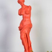 Bonded Marble Aphrodite of Melos classic sculpture replica in coral color tone