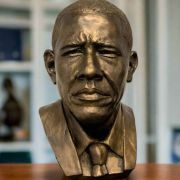 Bonded Marble bust of Barack Obama large head sculpture