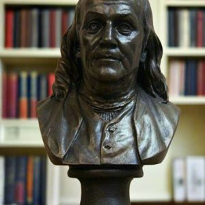 Bonded Marble bust of Houdon's Benjamin Franklin mini replica