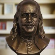 Bonded Marble bust of Benjamin Franklin replica of Houdon's bust 