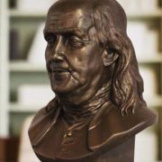 Bonded Marble bust of Benjamin Franklin replica of Houdon's bust 