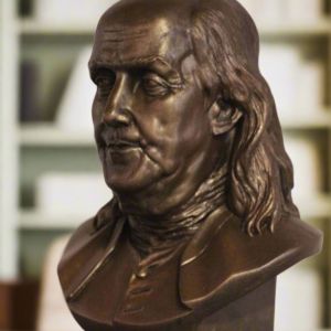 Bonded Marble bust of Benjamin Franklin replica of Houdon's bust