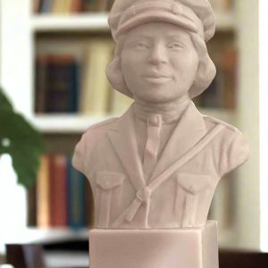 Bonded Marble bust of Bessie Coleman part of the SculptHER Collection