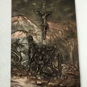 Bonded Marble statue plaque showing the Crucifixion Wall Relief