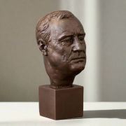 White Bonded Marble 9 inch bust of Franklin D Roosevelt with bronze tone