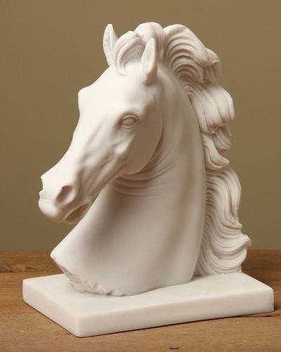Bonded Marble statue of Voukefalas Horse Head is the horse of Alexander the Great 