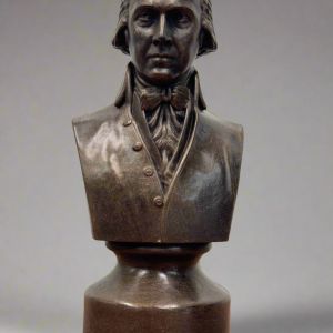 Bonded Marble bust of James Madison mini size shown in bronze tone finish
