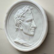 Bonded Marble wall plaque with carved relief of Julius Caesar, Roman Emperor and Former Dictator