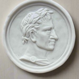 Bonded Marble wall plaque with carved relief of Julius Caesar, Roman Emperor and Former Dictator