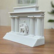 Bonded Marble statue replica of the Lincoln Memorial facade in Washington, D.C., highlighting intricate neoclassical craftsmanship and historical significance.