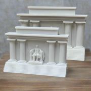 Bonded Marble statue replica of the Lincoln Memorial facade in Washington, D.C., highlighting intricate neoclassical craftsmanship and historical significance.