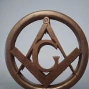 Bonded Marble statue of a Masonic Square and Compass Wall Relief