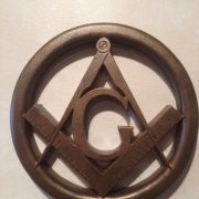 Masonic Square and Compass Wall Relief - Bronze image
