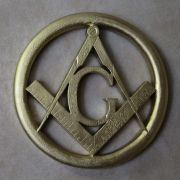 Bonded Marble statue of a Masonic Square and Compass Wall Relief