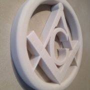 Bonded Marble statue of a Masonic Square and Compass Wall Relief