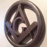 Bonded Marble statue of a Masonic Square and Compass Wall Relief