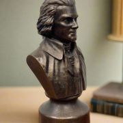 Bonded Marble bust of Thomas Jefferson gift sized model perfect for any shelf or desk, shown here in bronze tone finish