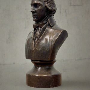 Bonded Marble bust of James Madison mini size shown in bronze tone finish