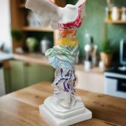 Bonded Marble Nike of Samothrace replica gift statue with colorful features, Greek island discovery