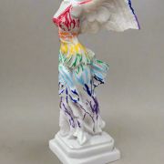 Bonded Marble Nike of Samothrace replica gift statue with colorful features, Greek island discovery