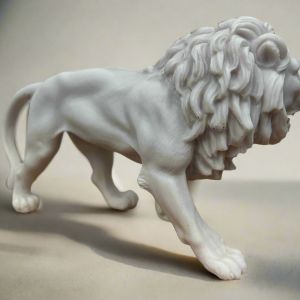 White Bonded Mable statue of a lion figure