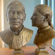 White Bonded Marble bust of Ruth Bader Ginsburg with bronze tone 