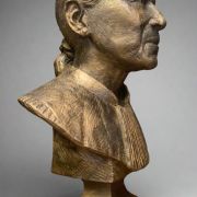 White Bonded Marble Ruth Bader Ginsburg in bronze stone side view on square base